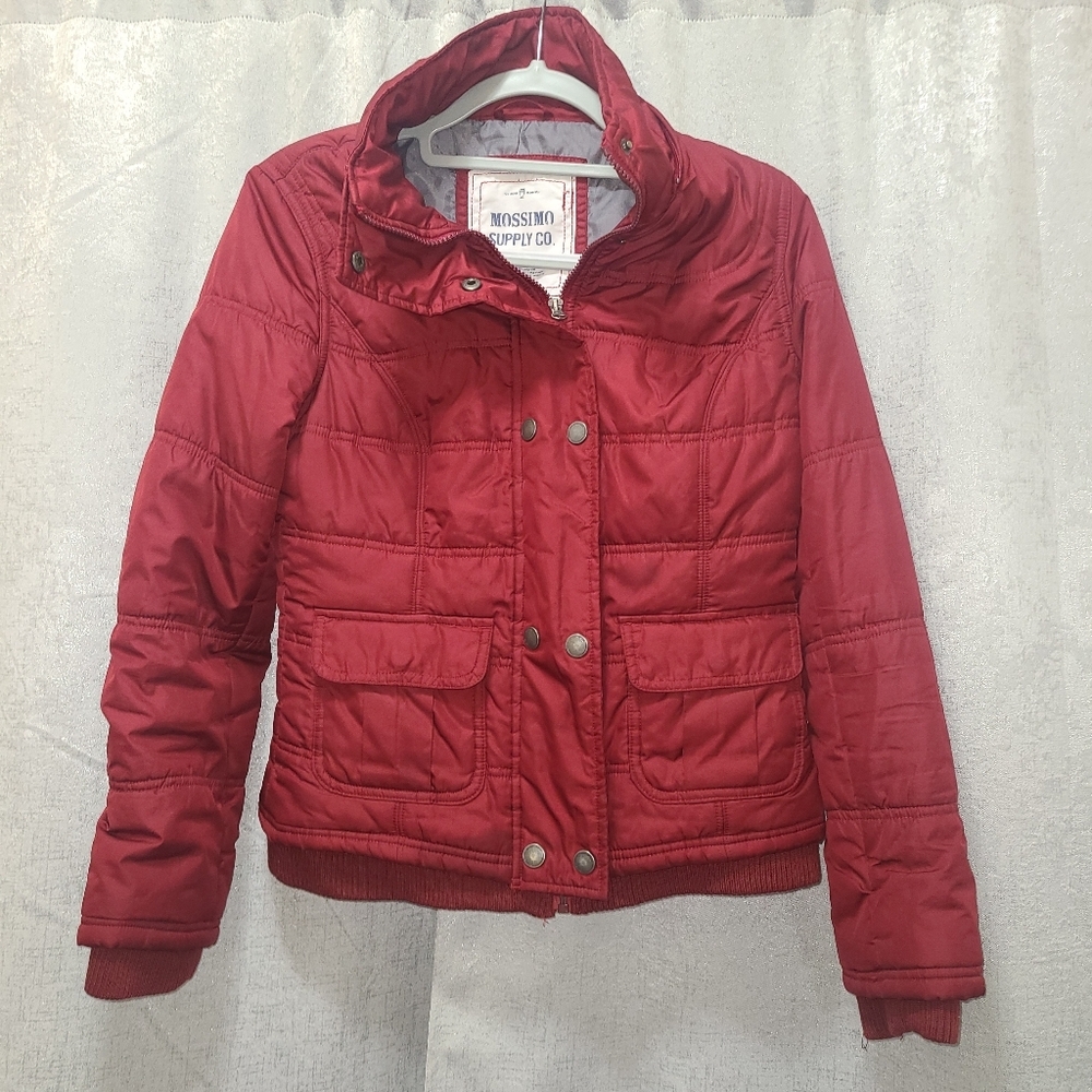 Mossimo winter puffer coat BURGUNDY fits like a SMALL y2k no hood trendy warm